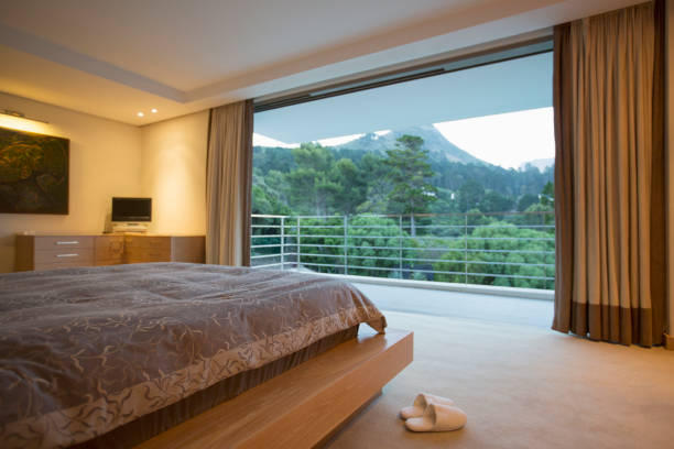 istock Luxury bedroom with mountain view 494358349