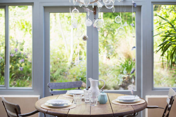 istock Wooden table in sunroom 494358493