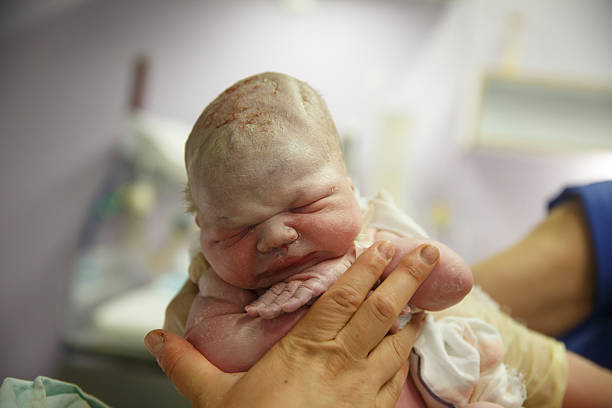istock Midwife holding up a vernix covered newborn 494376072