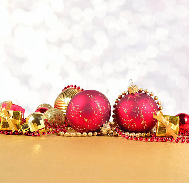 istock Golden and red Christmas decorations 494378118