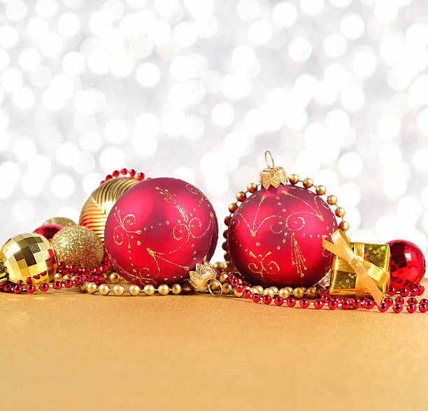 istock Golden and red Christmas decorations 494378188