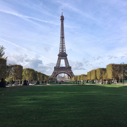 Perfect view on eiffel tower in Paris. Mobile photo