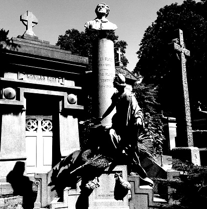 Paris, France - August 21, 2013: Père Lachaise Cemetery is the largest cemetery in the city of Paris though there are larger cemeteries in the city's suburbs.