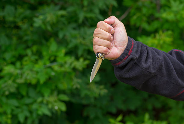 istock Man arm holding self-made knife 494380148