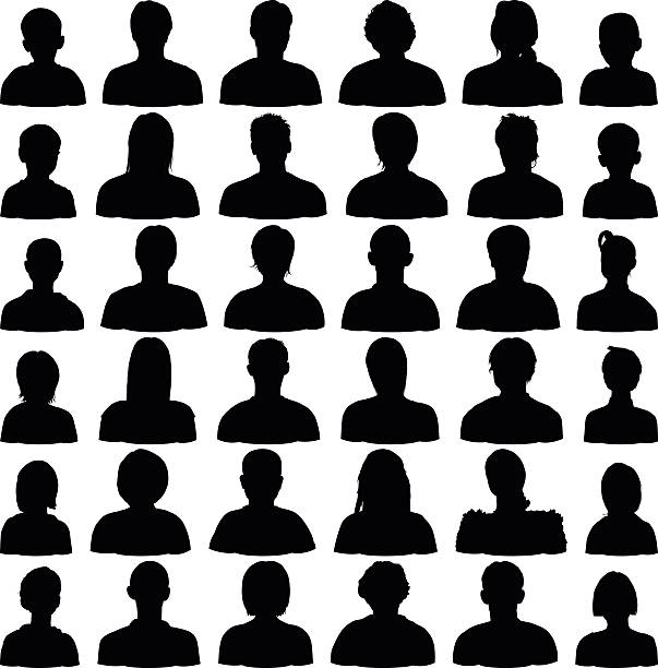 Detailed Head Silhouettes Head silhouettes. portrait silhouettes stock illustrations