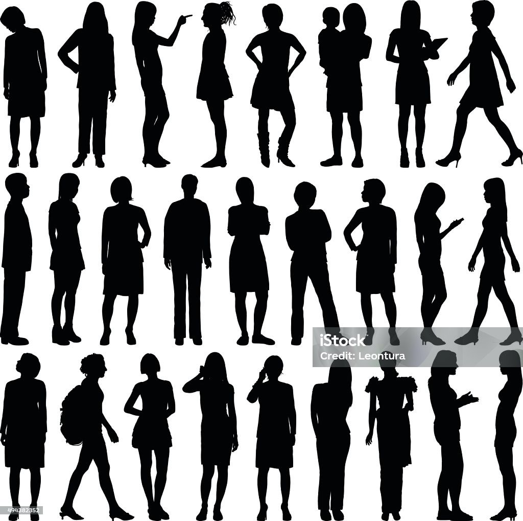Detailed Women Silhouettes Women silhouettes. In Silhouette stock vector