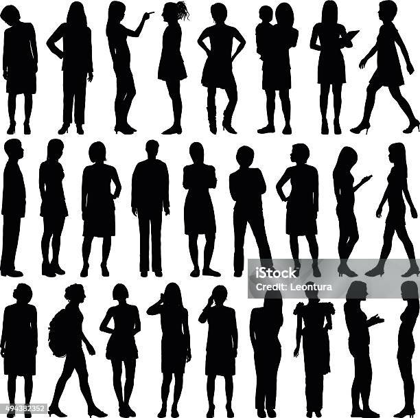 Detailed Women Silhouettes Stock Illustration - Download Image Now - In Silhouette, Women, Cut Out