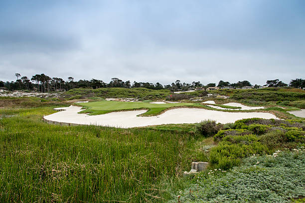 golfe em pebble beach - pebble beach california golf golf course carmel california imagens e fotografias de stock