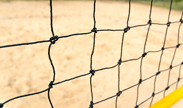 istock close-up view of a beach volleyball net 494383594