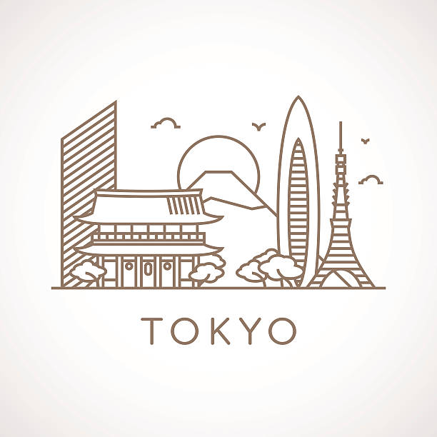 Trendy line-art illustration of Tokyo. vector art illustration