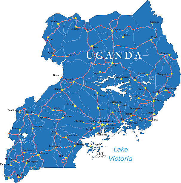 Uganda map Detailed map of Uganda. uganda stock illustrations