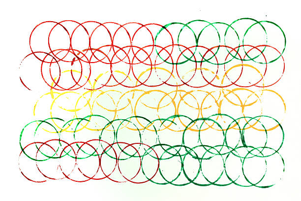 The light green background in the image is a circular hula hoop Colorful circles are used to rotate around the waist for indoor exercise for good health and to maintain a good figure.