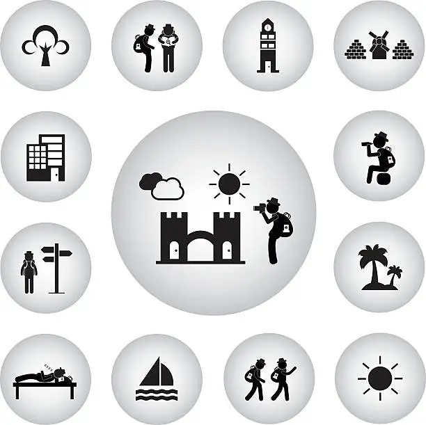 Vector illustration of basic icon for backpack traveler explorer