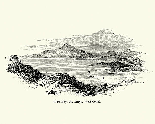 clew bay в графство мейо, ирландия - clew bay stock illustrations