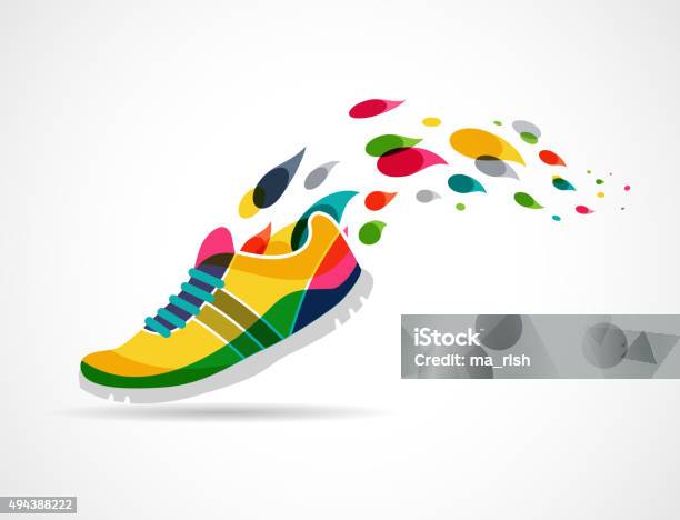 Vector Poster Running And Sport Stock Illustration - Download Image Now - Shoe, Sport, Healthy Lifestyle