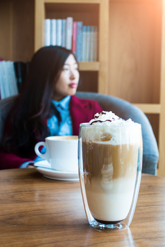 Coffee in glass on the table