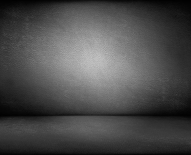 istock Black dark leather wall and floor background 494390046