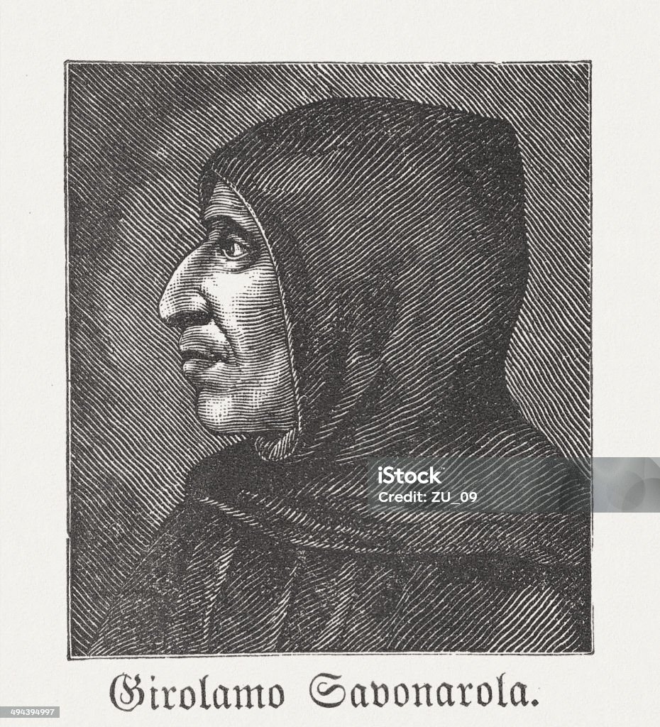 Savonarola - Lizenzfrei Asiatischer Holzschnitt Stock-Illustration