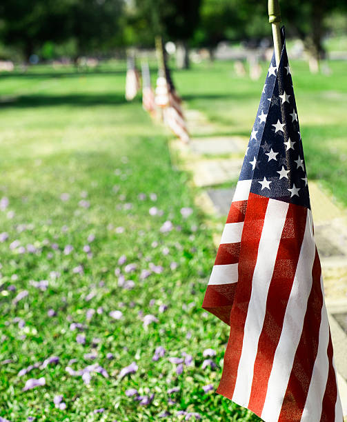 istock American flag in cemetery 494395059