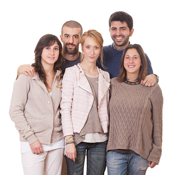 istock Happy Group of Friends on White Background 494396455