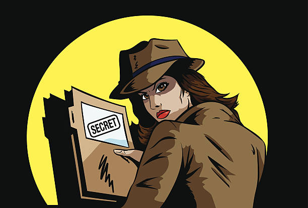 Secret agent with plans vector art illustration