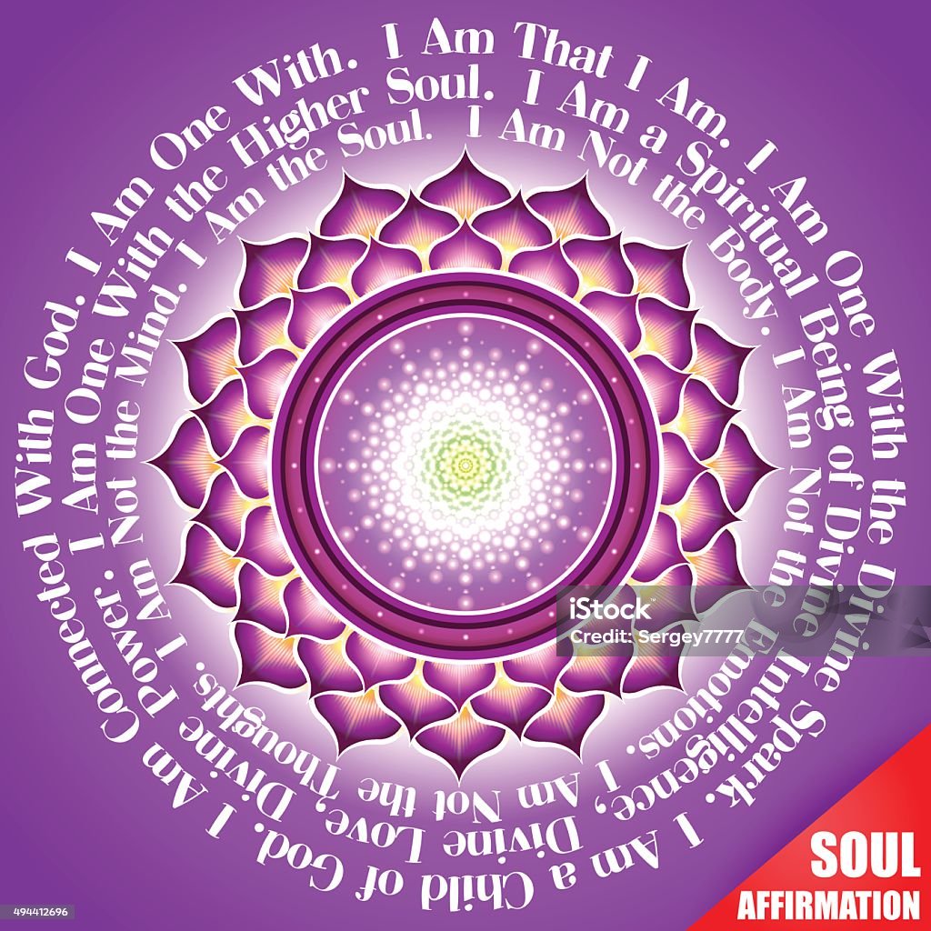 Soul Affirmation The symbolic image of the soul and the text of inspirational affirmations and encouraging quote. Vector isolated typography design element for greeting cards and T-shirt design or home decor element. 2015 stock vector