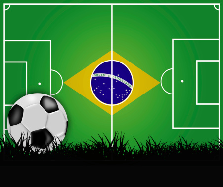 Soccer pitch Brazil flag