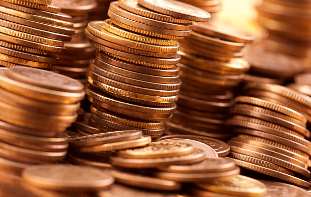 istock Golden coins macro shot 494413248