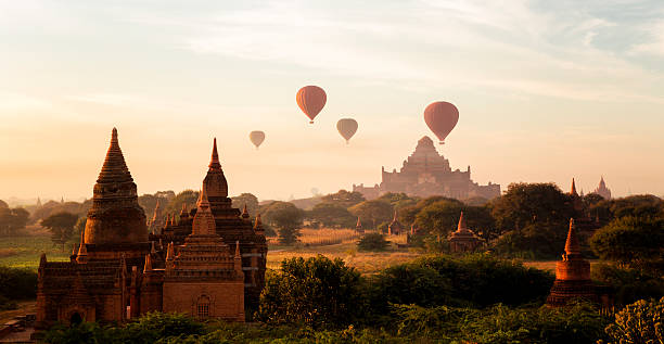Hot Air Ballons over Bagan , Burma stock photo