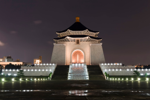 Night view of Chiang Kai-shek Memorial Hall in Taipei