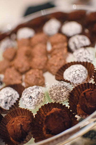 istock Chocolate Candy Gift Box, Valentine's Day Truffles, Dessert Food Background 494416739