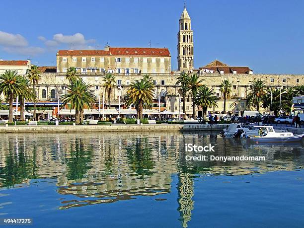 Diocletians Palace Split Waterfront Croatia Stock Photo - Download Image Now - Adriatic Sea, Architecture, Bell Tower - Tower