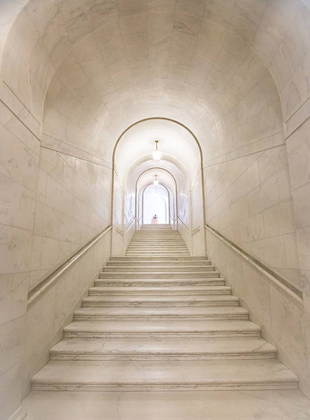 Long Granite staircase in the United States Supreme Court Building stock photo