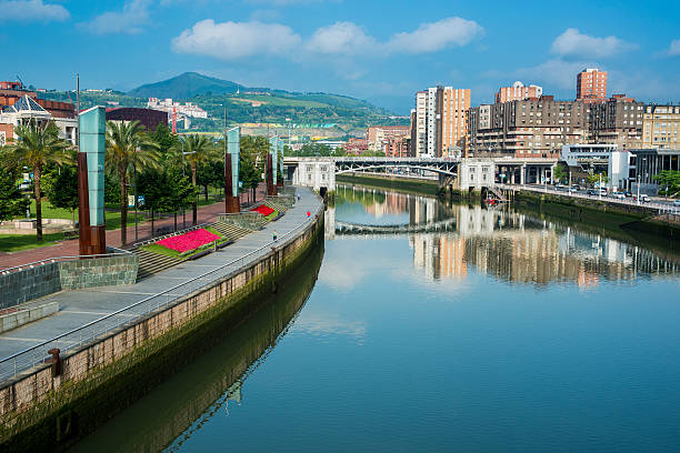 Bridge of Deusto and promenade of Abandoibarra. Bilbao. Biscay. Basque Country. Spain. Europe.