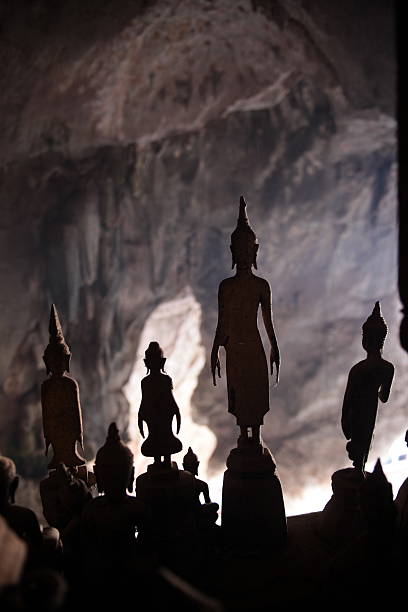 The Pak Ou Hoehlen at Luang Prabang in central Laos of Laos in South East Asia.