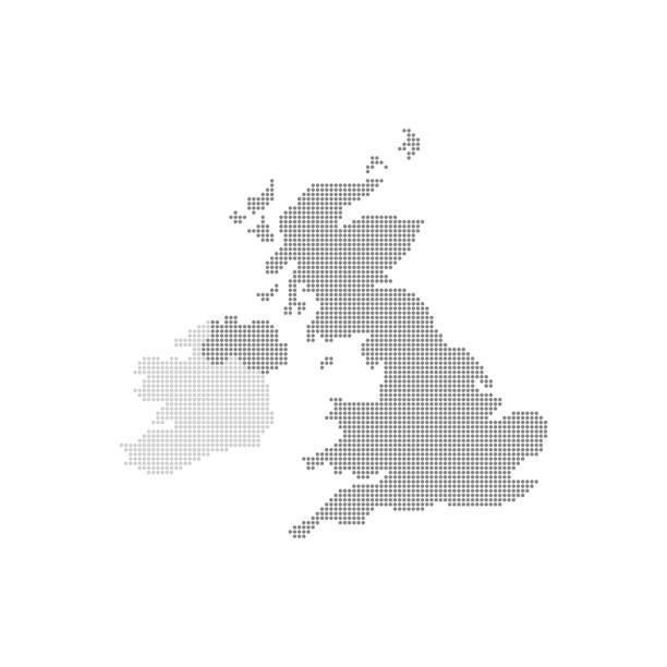 Grey Map United Kingdom In The Dot . Vector illustration Grey Map United Kingdom In The Dot . Vector illustration. nottinghamshire map stock illustrations