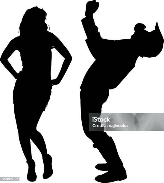 Vecteur De Silhouette De Couple Vecteurs libres de droits et plus d'images vectorielles de A la mode - A la mode, Activité, Adulte