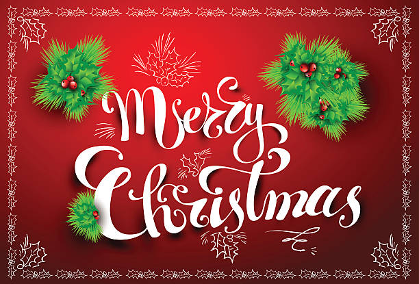 Merry Christmas Post Card Vector Illustration Stock Illustration