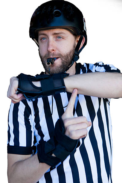 istock vertical images of referee pointing at arm 494422254