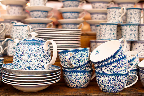 Ceramics tea cups in the outdoors market