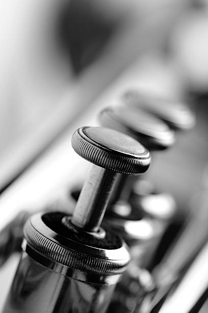 istock Trumpet closeup. Black and white. 494422608