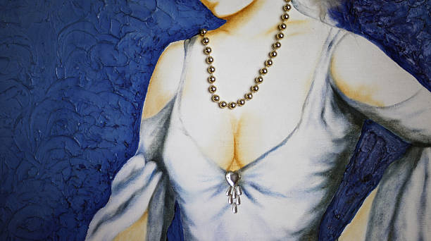 istock Bust of woman with jewels blue background, classy 494422736