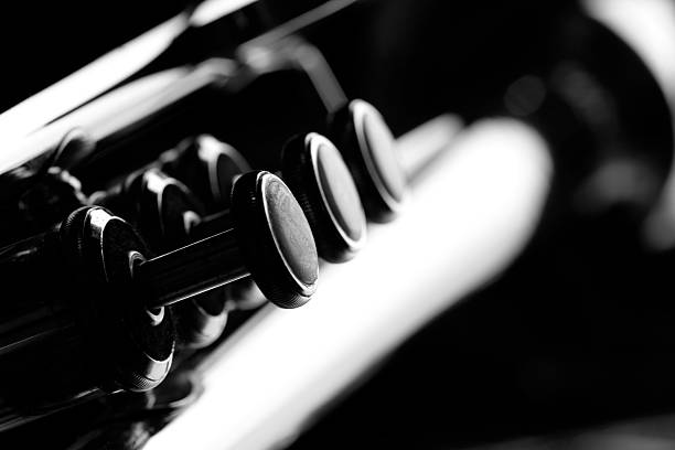 istock Trumpet closeup. Black and white. 494422970