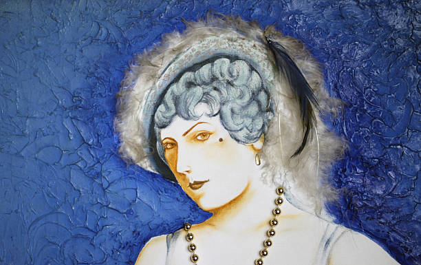 istock Painting of rich wealthy woman with feather hat 494423364