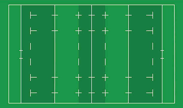 Rugby field Illustration contains a transparency blends/gradients. Additional .aiCS6 included. EPS 10 rugby stock illustrations
