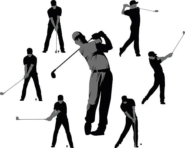 Vector illustration of Golf Silhouettes - Set of Seven