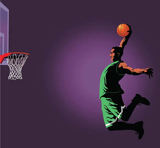 Vector illustration of Basketball Slam Dunk Player
