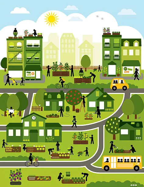 Vector illustration of Urban Agriculture Community