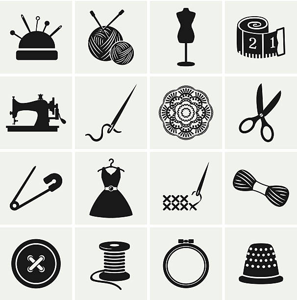 ilustrações de stock, clip art, desenhos animados e ícones de de costura e excluem ícones.  vector set. - tape measure illustrations