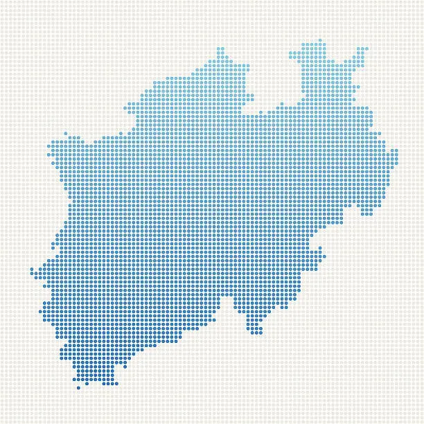 Vector illustration of North Rhine Westfalia Map Blue Dot Pattern